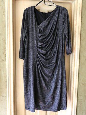 EUC David Meister Silver/Gray Cocktail Evening Party Dress Size 20W